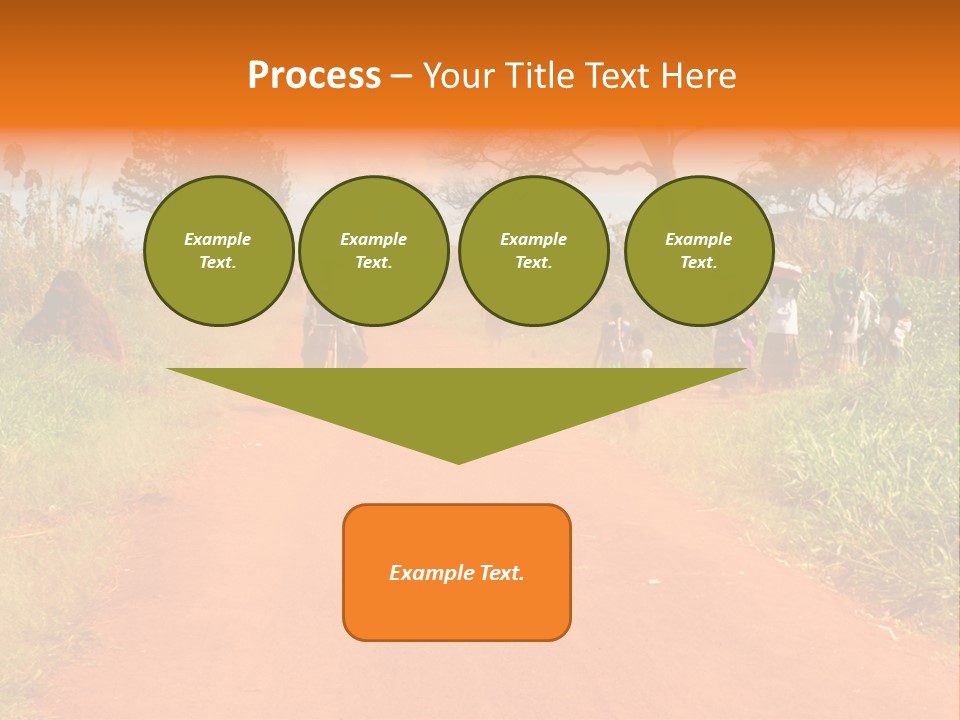 A Group Of People Riding Bikes Down A Dirt Road PowerPoint Template