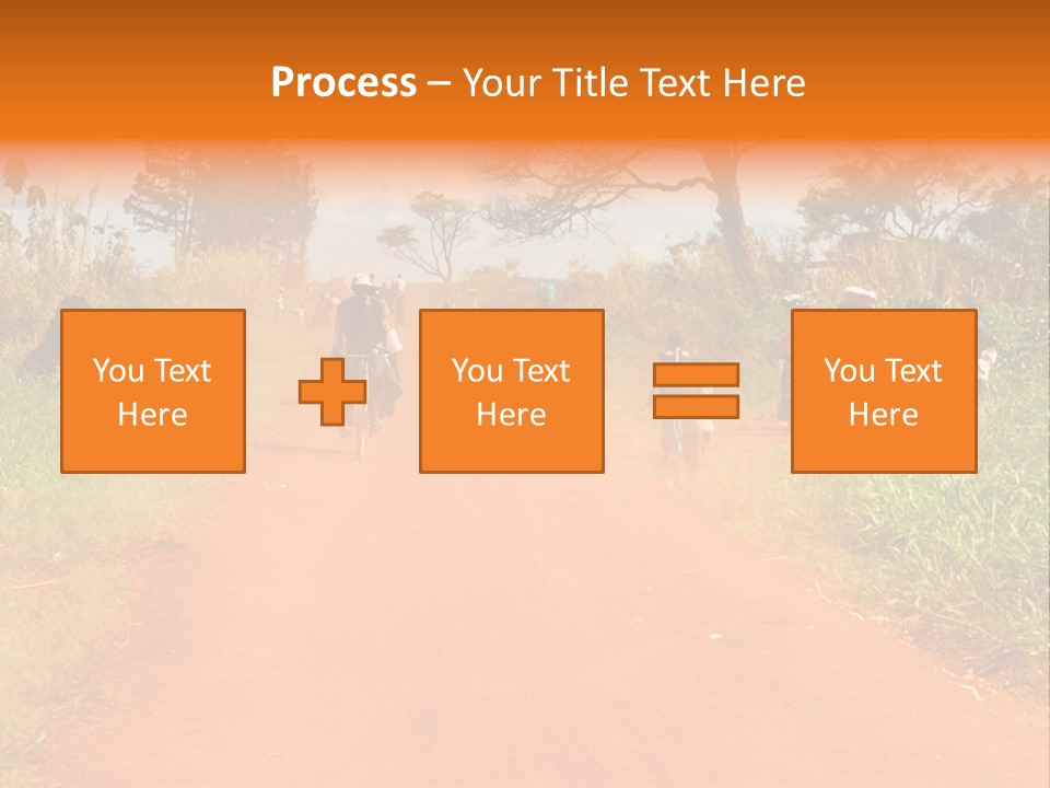 A Group Of People Riding Bikes Down A Dirt Road PowerPoint Template