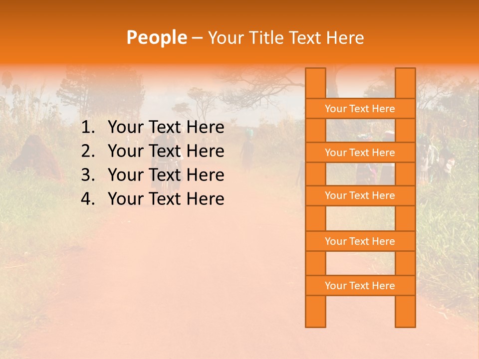 A Group Of People Riding Bikes Down A Dirt Road PowerPoint Template