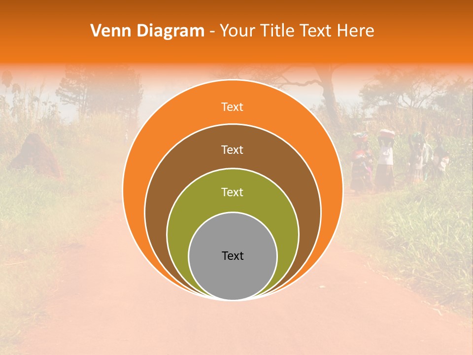 A Group Of People Riding Bikes Down A Dirt Road PowerPoint Template