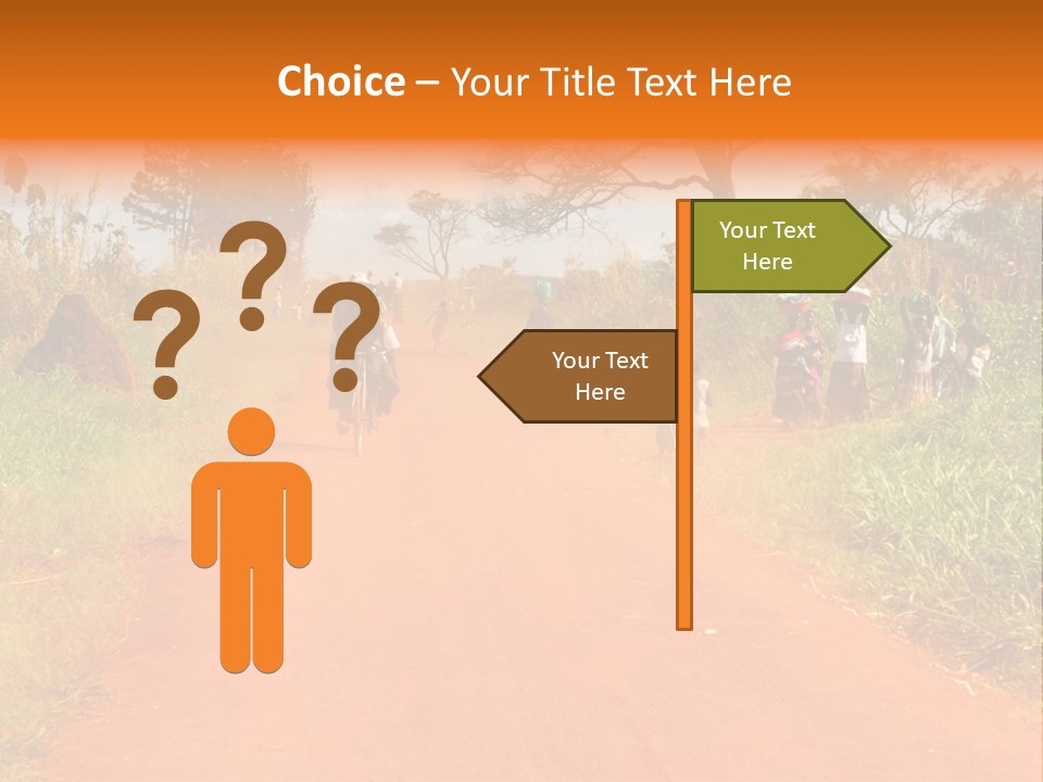 A Group Of People Riding Bikes Down A Dirt Road PowerPoint Template