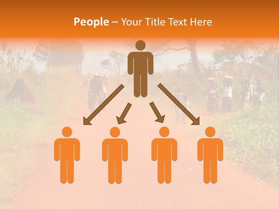 A Group Of People Riding Bikes Down A Dirt Road PowerPoint Template