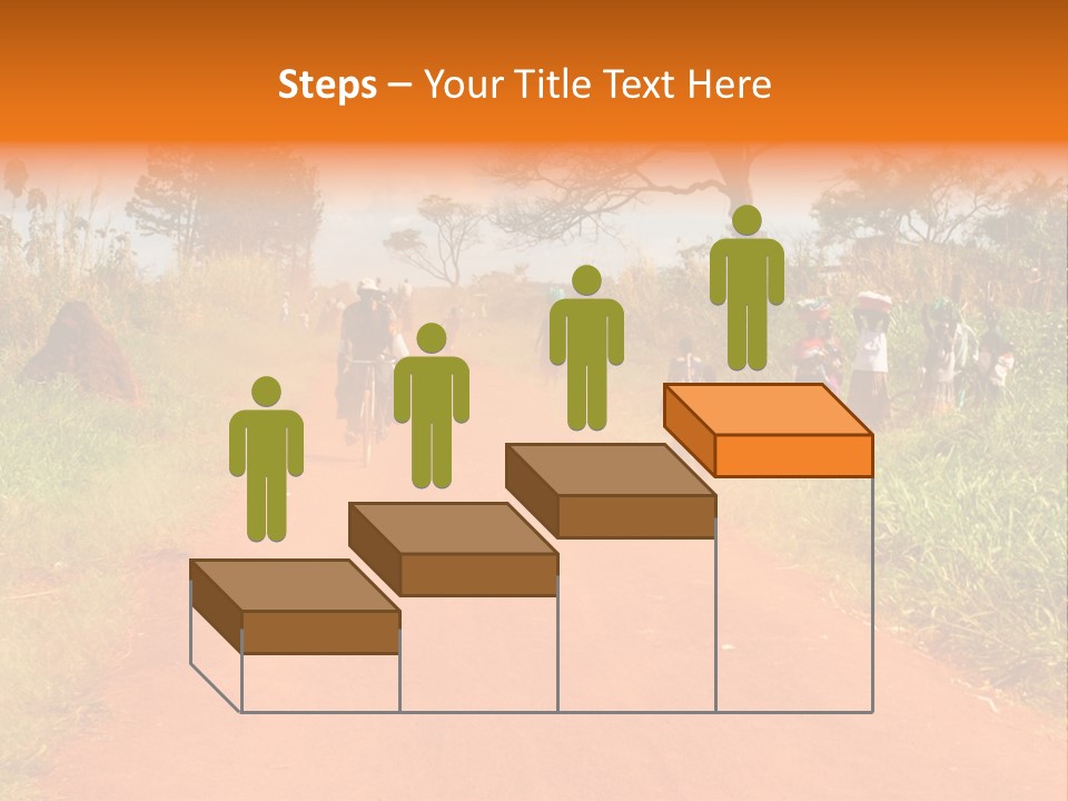 A Group Of People Riding Bikes Down A Dirt Road PowerPoint Template