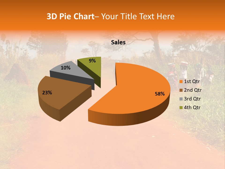 A Group Of People Riding Bikes Down A Dirt Road PowerPoint Template