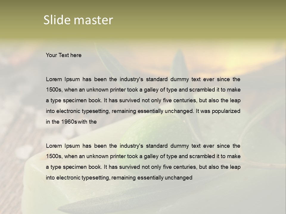 A Piece Of Soap With A Green Olive On It PowerPoint Template