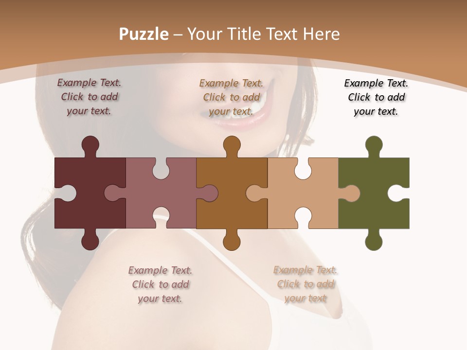 A Woman In A White Tank Top Is Smiling PowerPoint Template