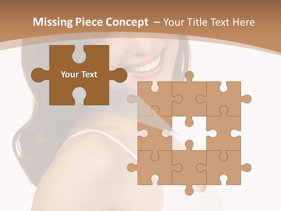 A Woman In A White Tank Top Is Smiling PowerPoint Template