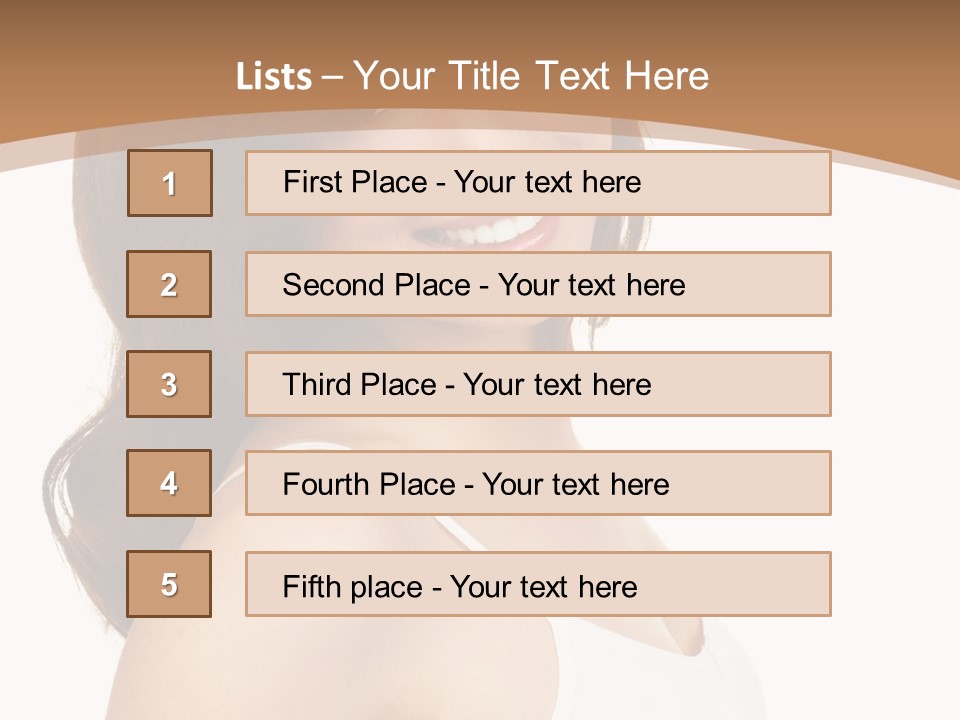 A Woman In A White Tank Top Is Smiling PowerPoint Template