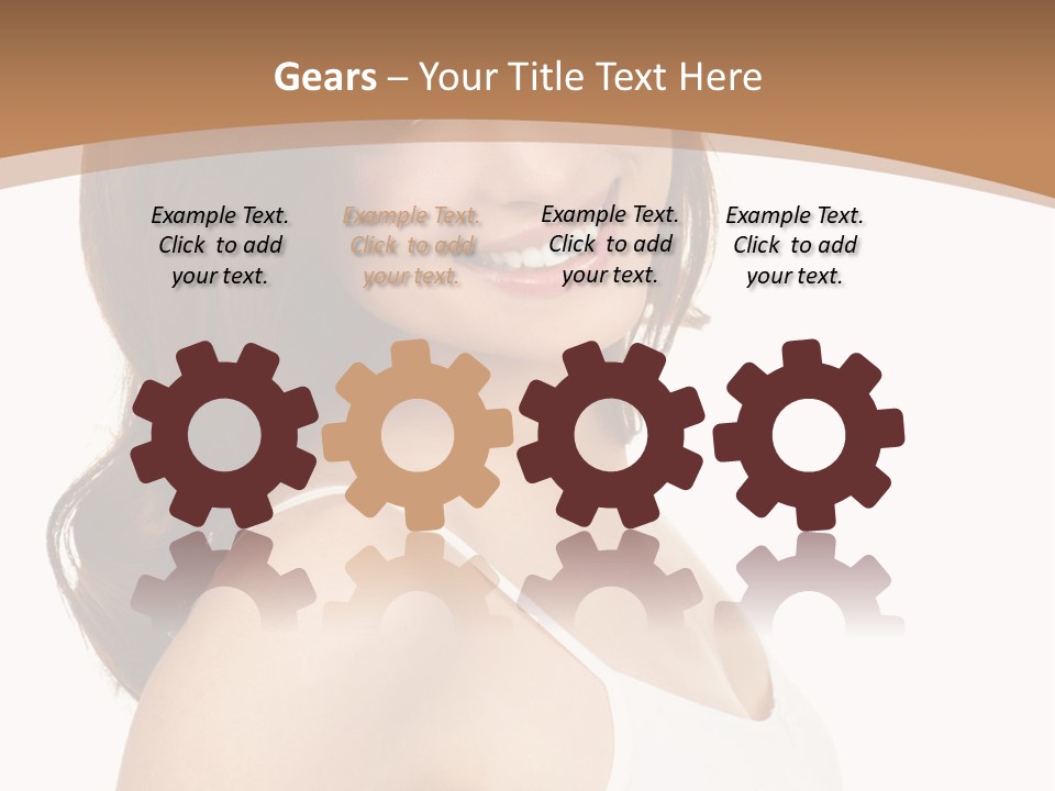 A Woman In A White Tank Top Is Smiling PowerPoint Template