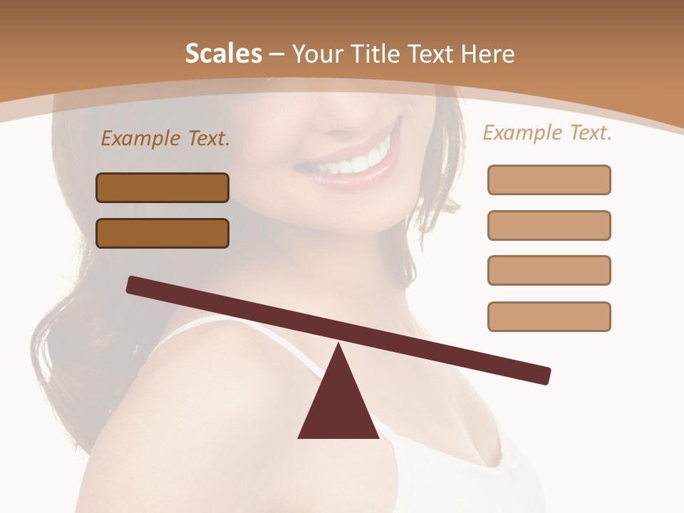 A Woman In A White Tank Top Is Smiling PowerPoint Template