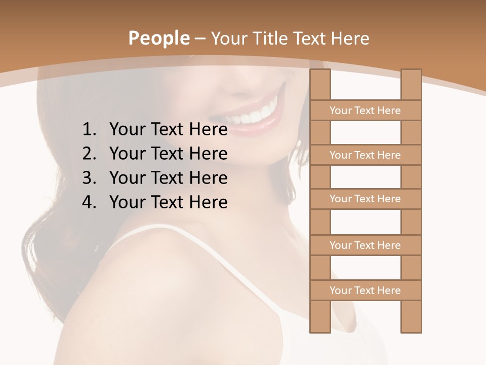 A Woman In A White Tank Top Is Smiling PowerPoint Template