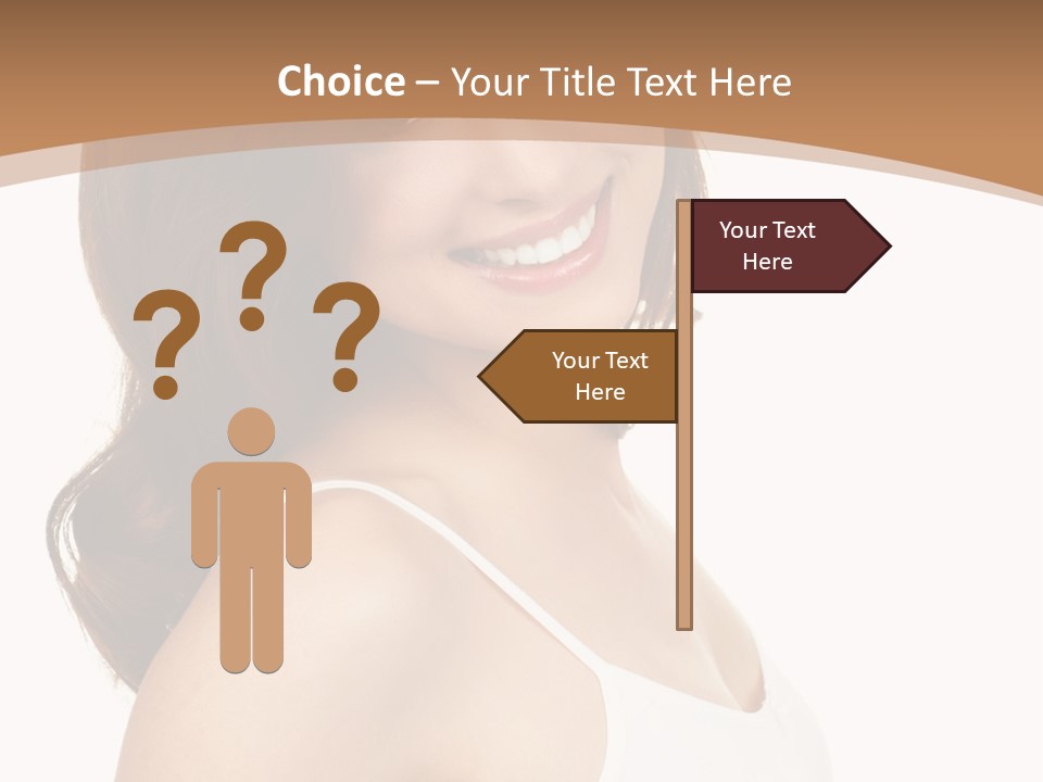 A Woman In A White Tank Top Is Smiling PowerPoint Template