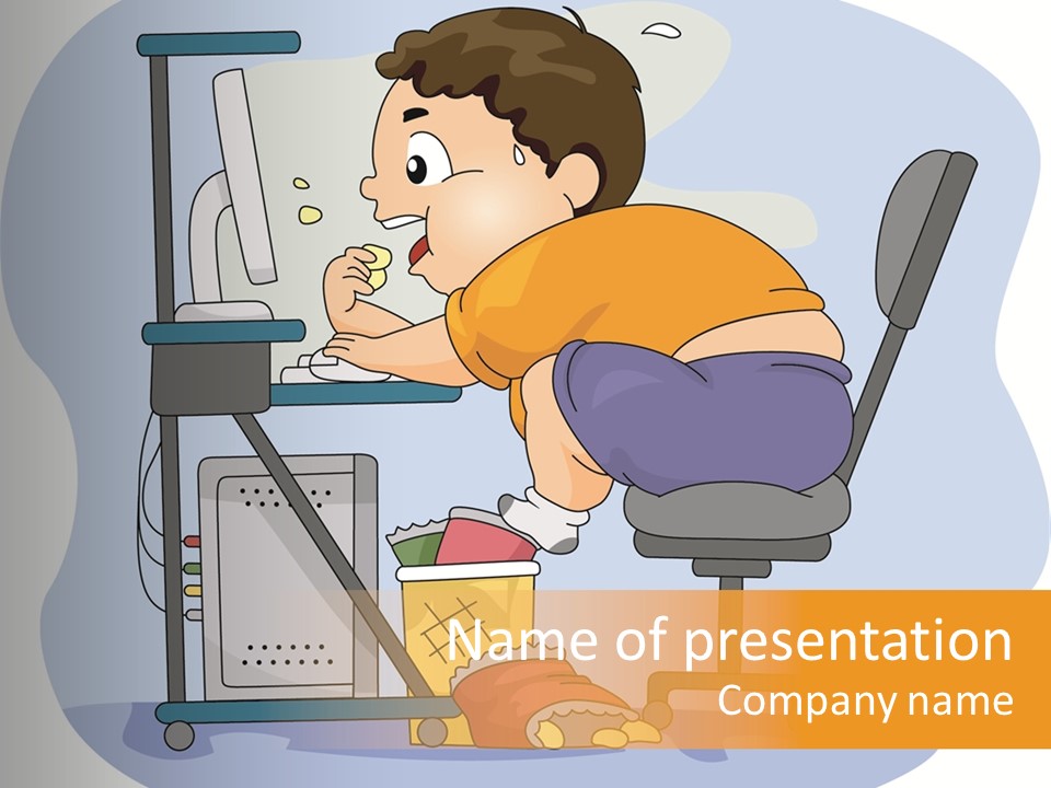 Overweight Heavyset Cartoon PowerPoint Template