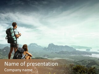 Success Hike Cliff PowerPoint Template