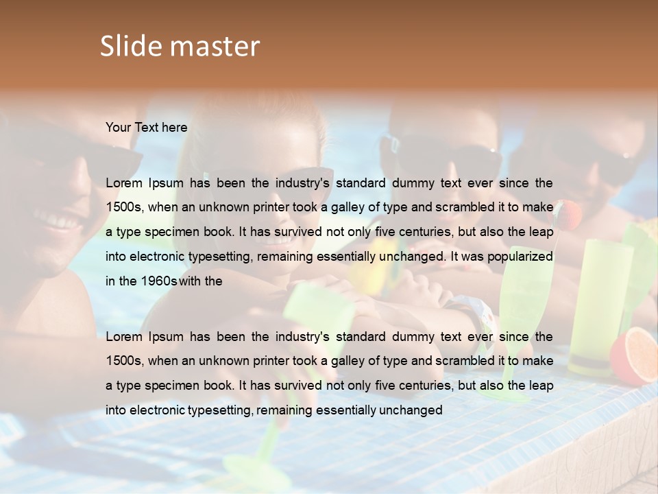 A Group Of People Sitting In A Swimming Pool PowerPoint Template