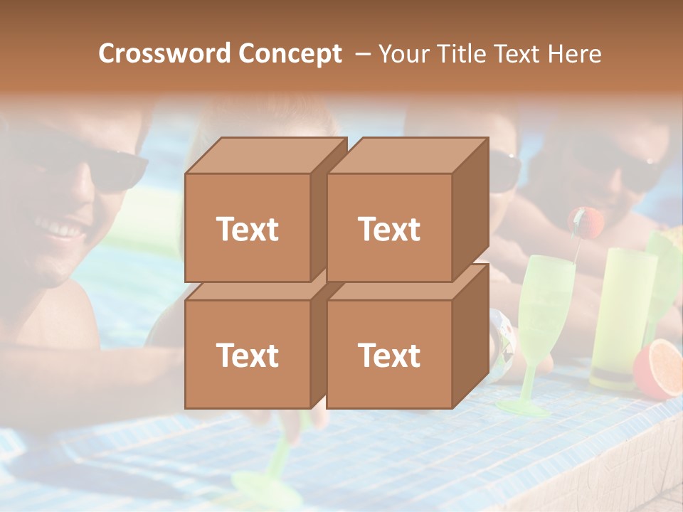 A Group Of People Sitting In A Swimming Pool PowerPoint Template