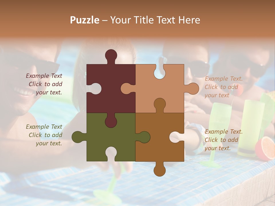 A Group Of People Sitting In A Swimming Pool PowerPoint Template