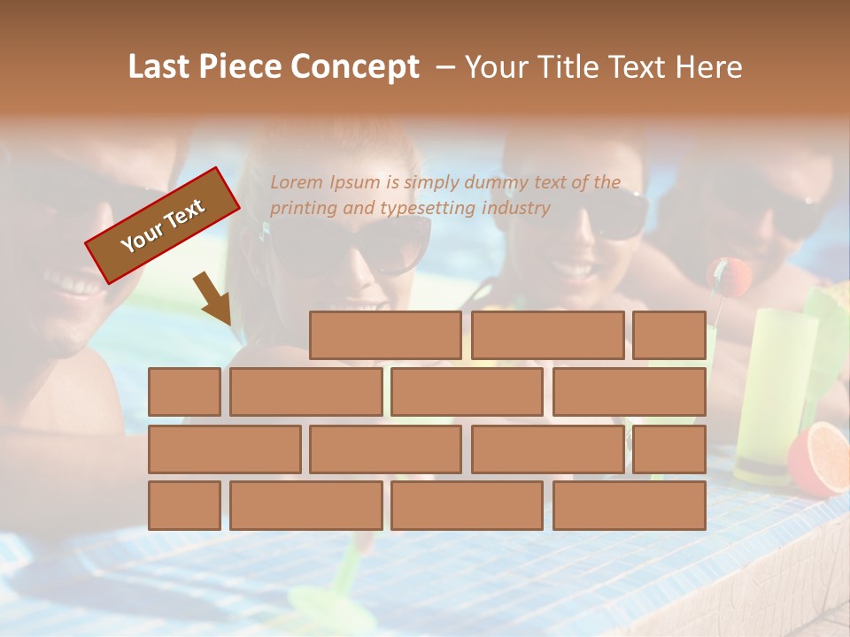 A Group Of People Sitting In A Swimming Pool PowerPoint Template