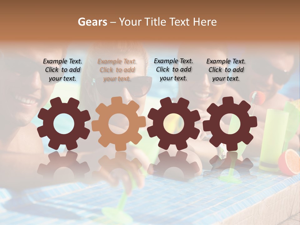 A Group Of People Sitting In A Swimming Pool PowerPoint Template