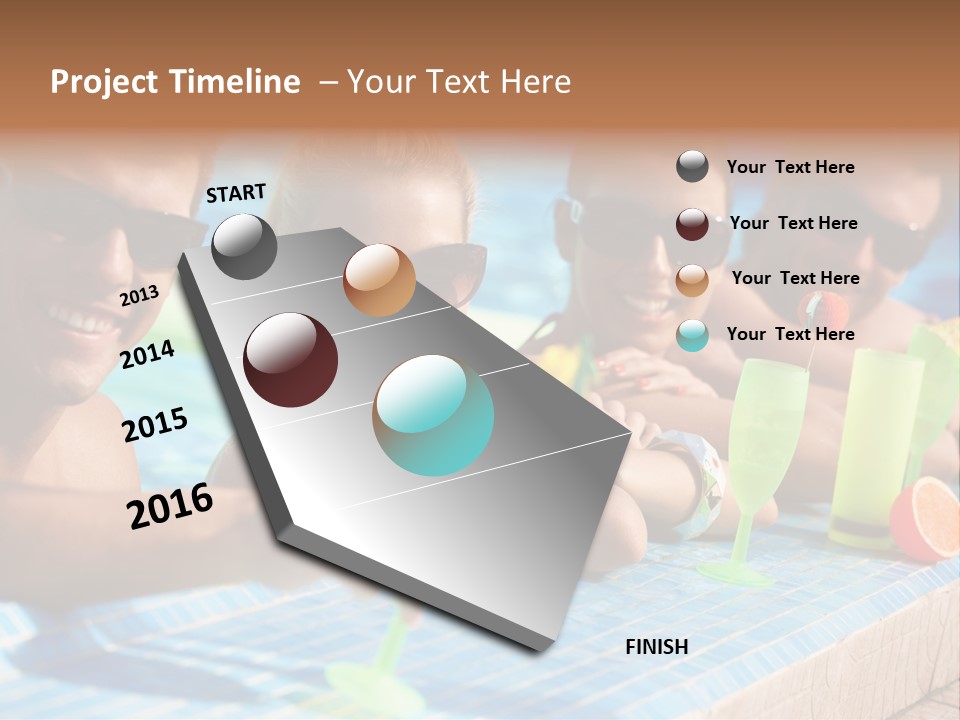 A Group Of People Sitting In A Swimming Pool PowerPoint Template