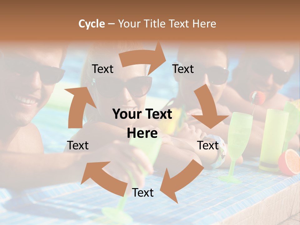 A Group Of People Sitting In A Swimming Pool PowerPoint Template