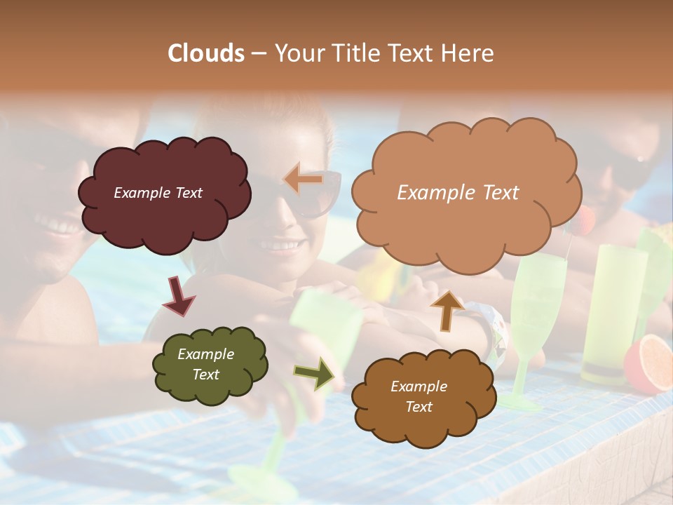 A Group Of People Sitting In A Swimming Pool PowerPoint Template