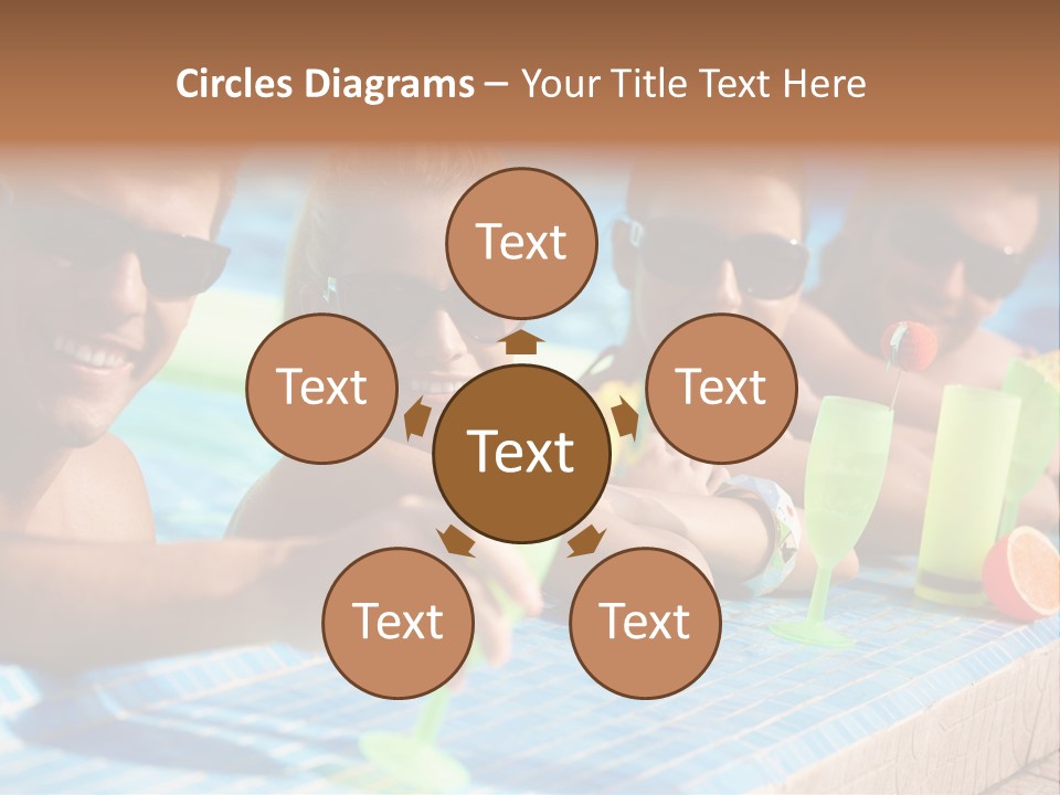 A Group Of People Sitting In A Swimming Pool PowerPoint Template