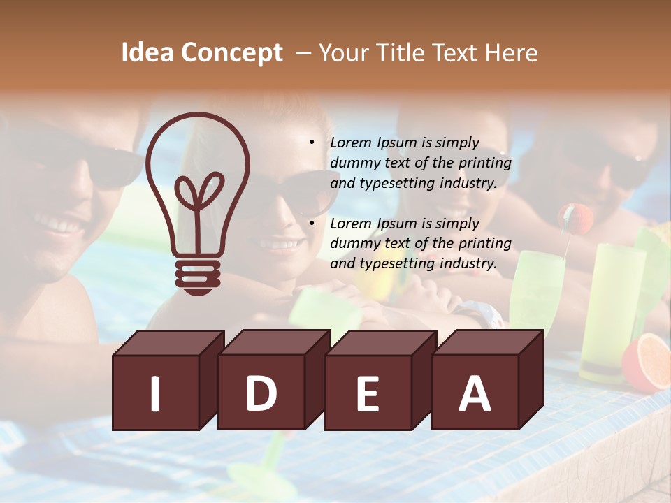 A Group Of People Sitting In A Swimming Pool PowerPoint Template