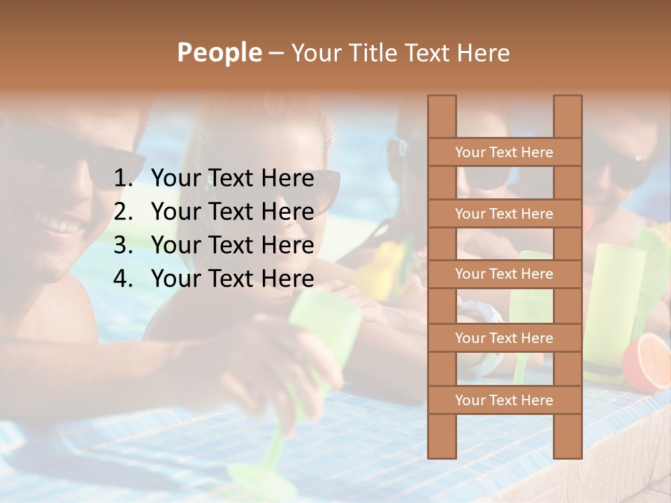A Group Of People Sitting In A Swimming Pool PowerPoint Template