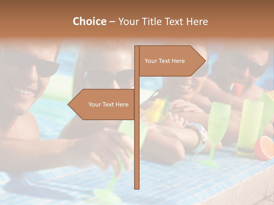 A Group Of People Sitting In A Swimming Pool PowerPoint Template