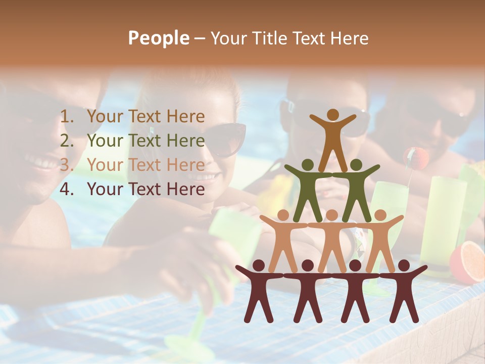 A Group Of People Sitting In A Swimming Pool PowerPoint Template
