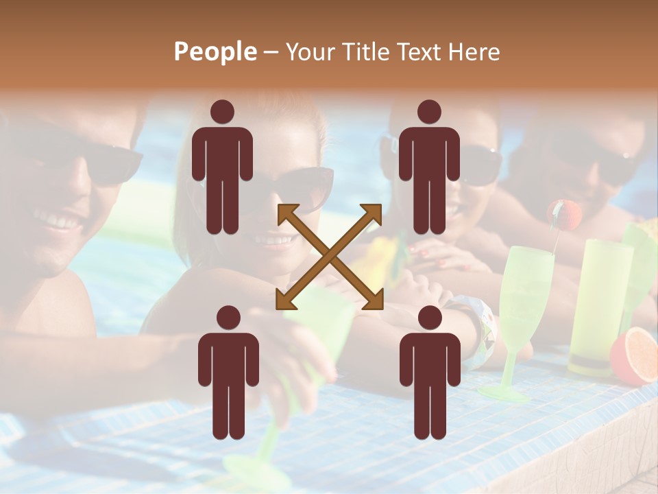 A Group Of People Sitting In A Swimming Pool PowerPoint Template