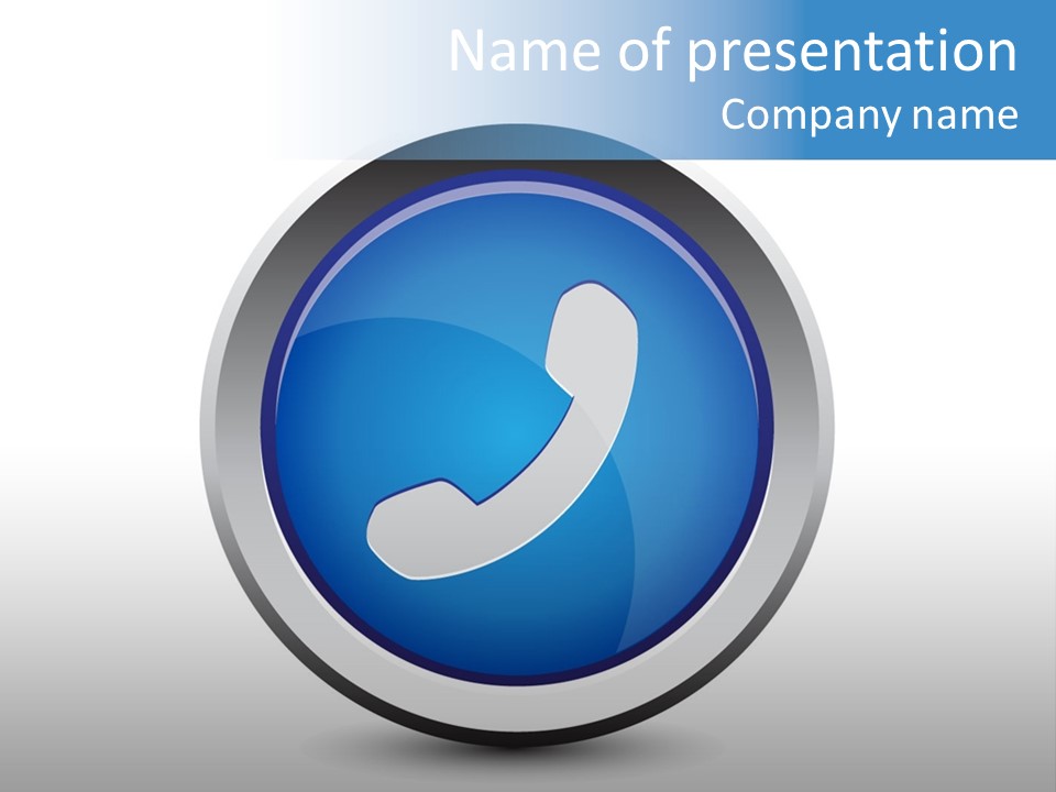 A Blue Button With A Phone On It PowerPoint Template