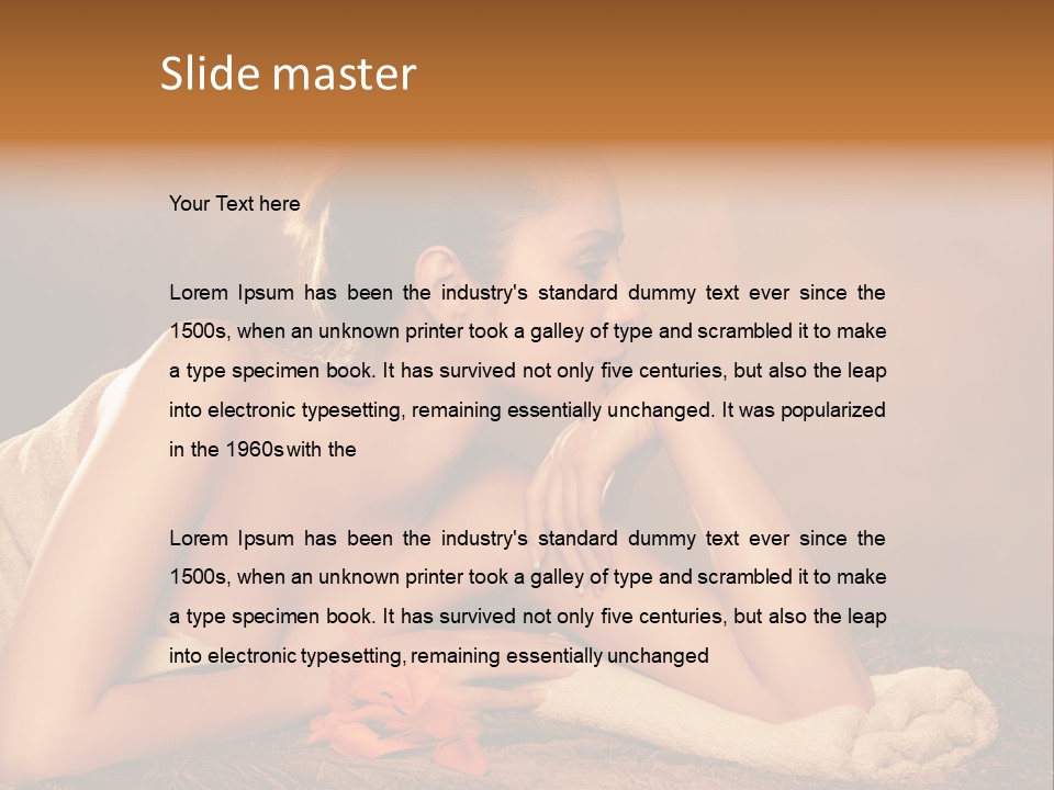 A Beautiful Naked Woman Laying On A Towel PowerPoint Template