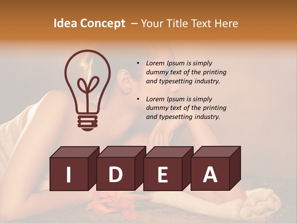 A Beautiful Naked Woman Laying On A Towel PowerPoint Template