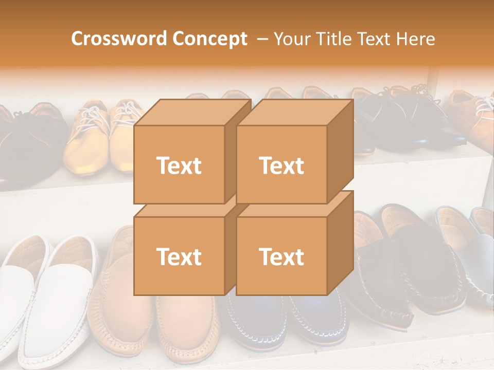 A Row Of Shoes Sitting On Top Of A White Shelf PowerPoint Template