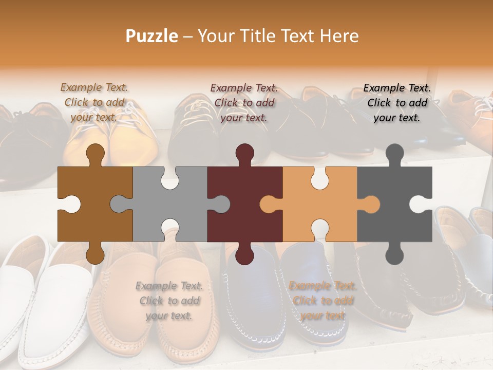 A Row Of Shoes Sitting On Top Of A White Shelf PowerPoint Template