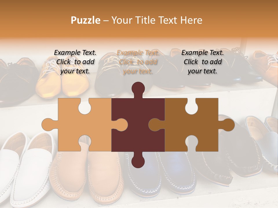 A Row Of Shoes Sitting On Top Of A White Shelf PowerPoint Template