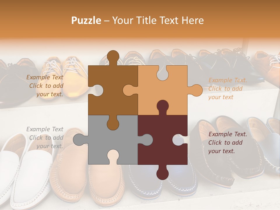 A Row Of Shoes Sitting On Top Of A White Shelf PowerPoint Template