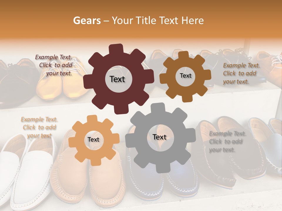 A Row Of Shoes Sitting On Top Of A White Shelf PowerPoint Template