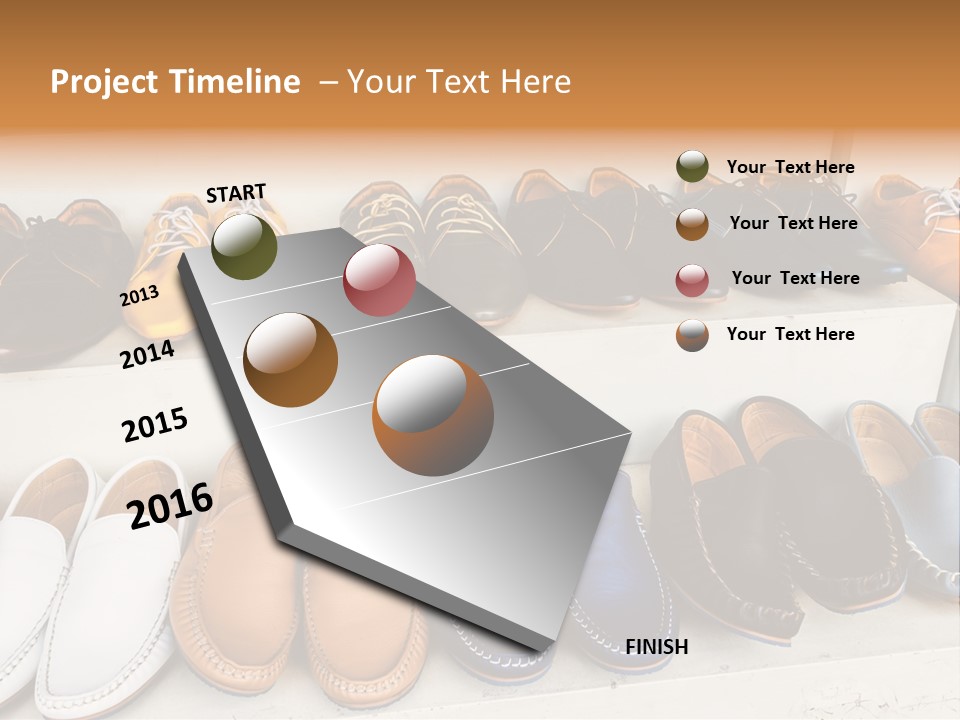 A Row Of Shoes Sitting On Top Of A White Shelf PowerPoint Template