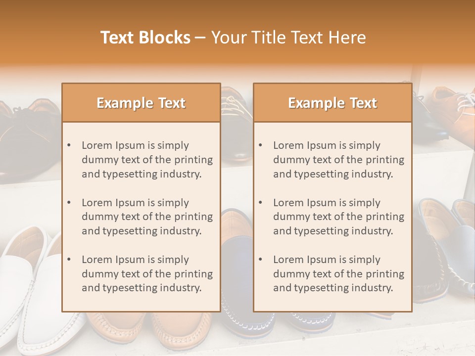A Row Of Shoes Sitting On Top Of A White Shelf PowerPoint Template