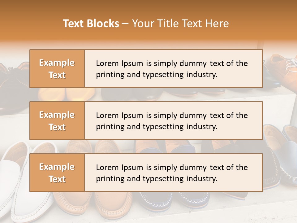 A Row Of Shoes Sitting On Top Of A White Shelf PowerPoint Template