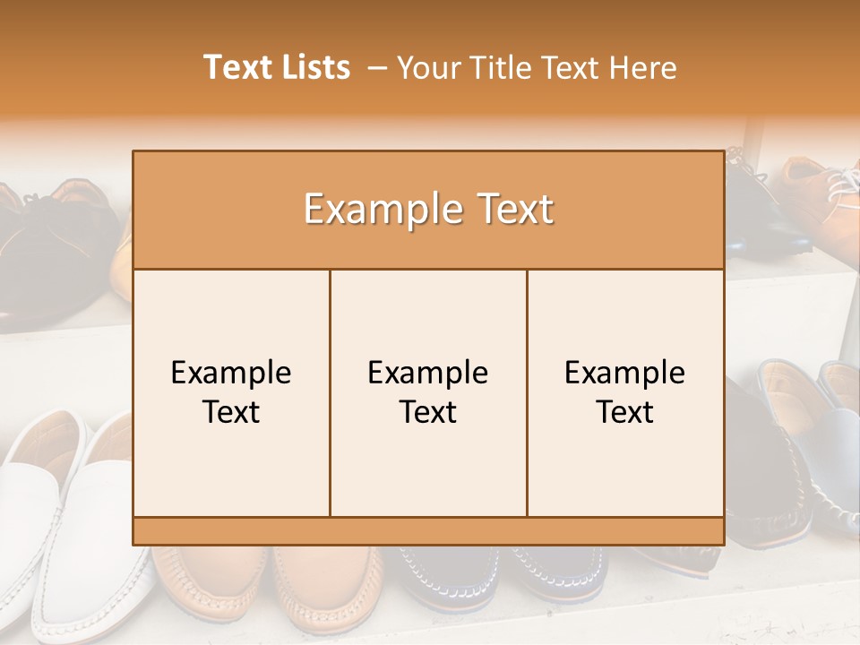 A Row Of Shoes Sitting On Top Of A White Shelf PowerPoint Template