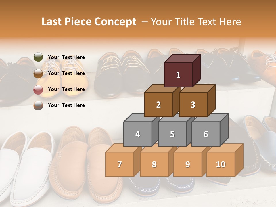 A Row Of Shoes Sitting On Top Of A White Shelf PowerPoint Template