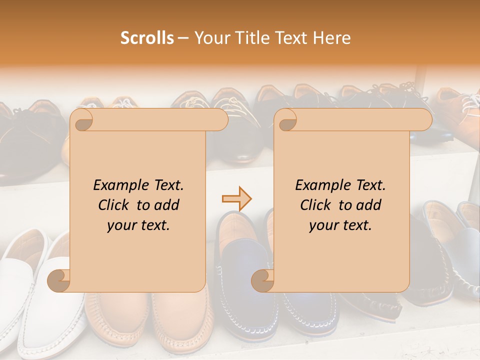 A Row Of Shoes Sitting On Top Of A White Shelf PowerPoint Template
