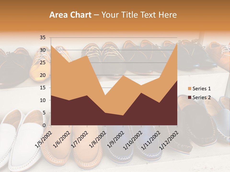 A Row Of Shoes Sitting On Top Of A White Shelf PowerPoint Template
