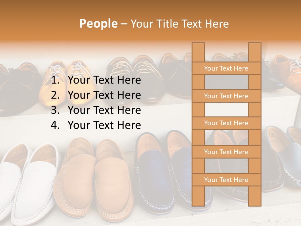 A Row Of Shoes Sitting On Top Of A White Shelf PowerPoint Template