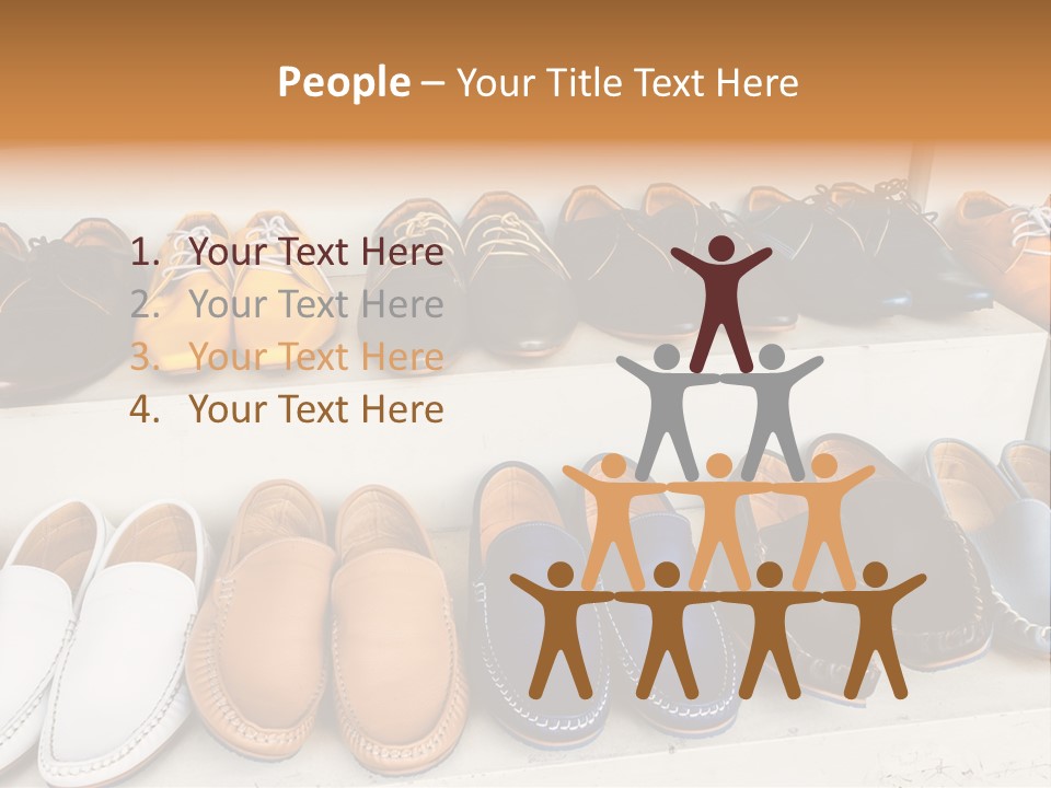 A Row Of Shoes Sitting On Top Of A White Shelf PowerPoint Template