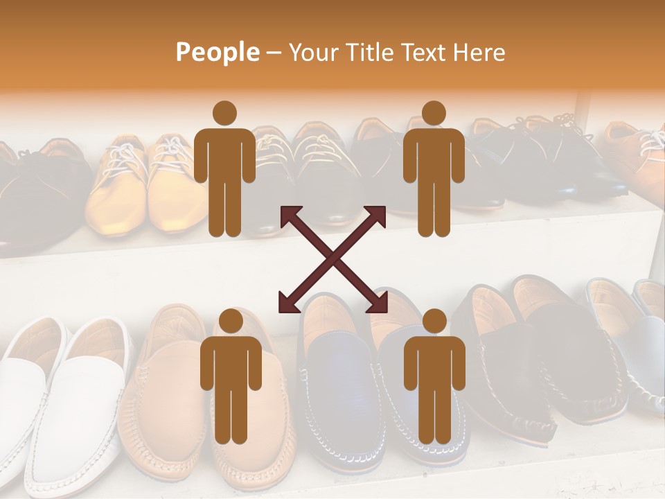 A Row Of Shoes Sitting On Top Of A White Shelf PowerPoint Template